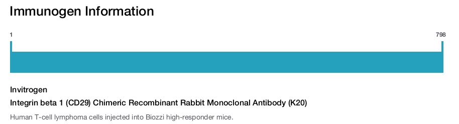 Integrin beta 1 (CD29) Chimeric Recombinant Rabbit Monoclonal Antibody (K20)