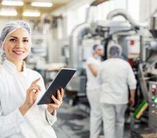 Lab worker performs quality control