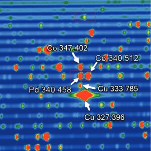 Figure 2. Section of a full-frame exposure using the Thermo ScientificTM iCAPTM PRO Series ICP-OES.