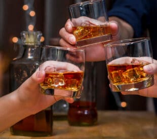 celebrating with whisky