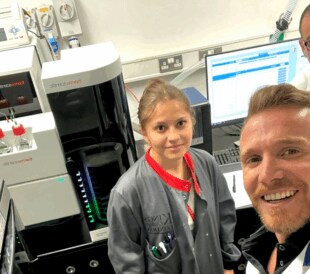 Thermo Fisher Scientific's Edward Goucher and Alexandra Graham pictured beside KCL's Stefania Boccuzzi and Vincenzo Abbate