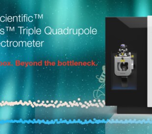 Thermo Scientific TSQ Certis triple quadrupole mass spectrometer with “Beyond the box Beyond the bottleneck” tagline.
