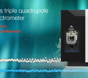 SQ Certis triple quadrupole mass spectrometer with “Beyond the box. Beyond the bottleneck.” tagline.