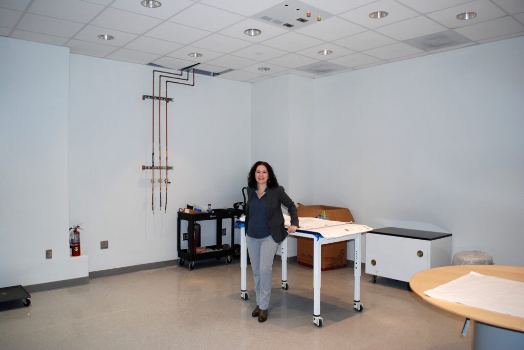 Dr. Montserrat Samso standing where the Thermo Scientific Tundra Cryo-TEM will be at her cryo-EM facility Dr. Montserrat Samso standing where the Thermo Scientific Tundra Cryo-TEM will be at her cryo-EM facility