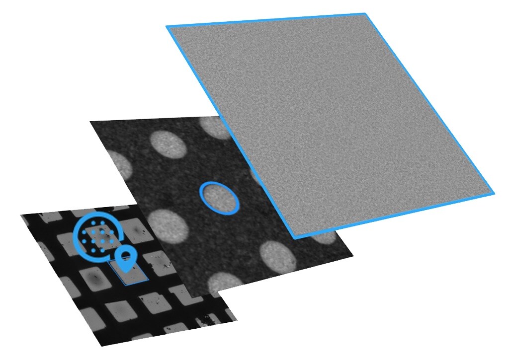Cryo EM Discovery Viewer helps to precisely determine where specific images were captured on a cryo EM sample during the single particle analysis