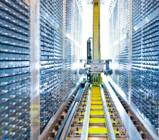 The interior of UK Biobank, with many stored samples on each wall