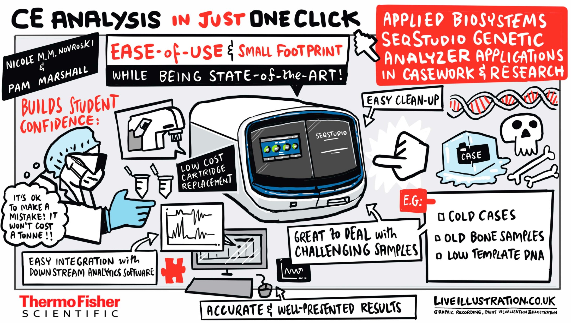 CE analysis in just one click A graphic shows CE analysis in just one click
