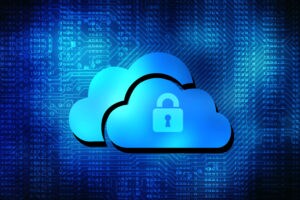 digital cloud and padlock