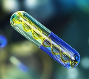 A capsule with a double helix inside