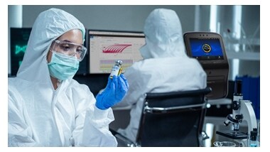 Scientists working in lab developing biologics with QualTrak PCR products.