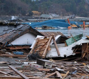 Reality of the tsunami disaster. The outbreak of the unprecedented Great East Japan Earthquake and tsunami. Image: mTaira/Shutterstock.com.