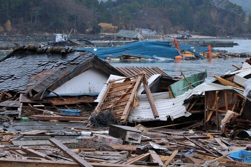 Reality of the tsunami disaster. The outbreak of the unprecedented Great East Japan Earthquake and tsunami. Image: mTaira/Shutterstock.com.