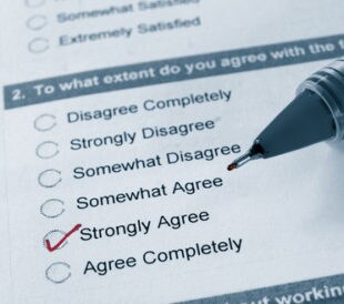 Macro of a business survey, with strongly agree checked. Image: zimmytws/Shutterstock.com.