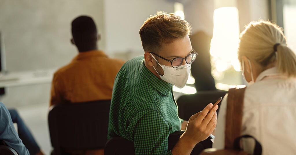 college student wearing a mask