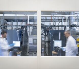 Scientists in lithium ion battery test facility