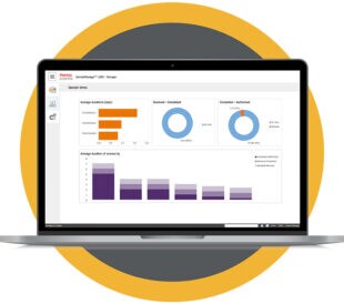 SampleManager LIMS software on laptop screen