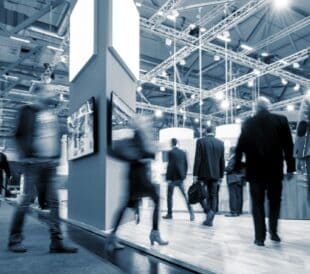 Attendees at a big trade fair