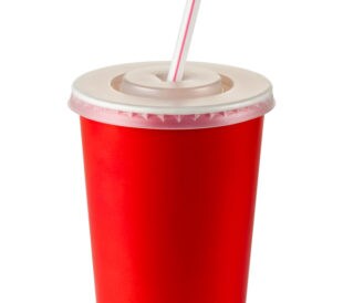 Red soft drink cup, isolated on a white background