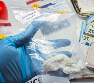 Police investigate positive for drugs in crime lab, conceptual image