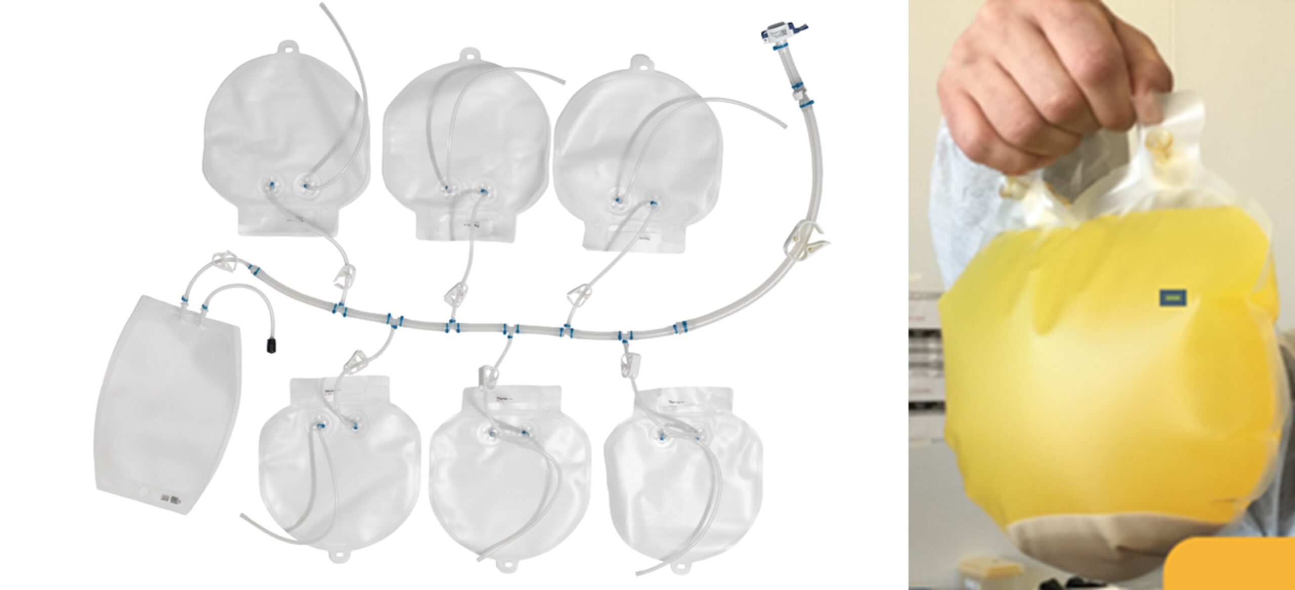 CentriPAK BPCシングルユース遠心分離バックシステム、マニフォールドパッケージと遠心分離後のバッグ