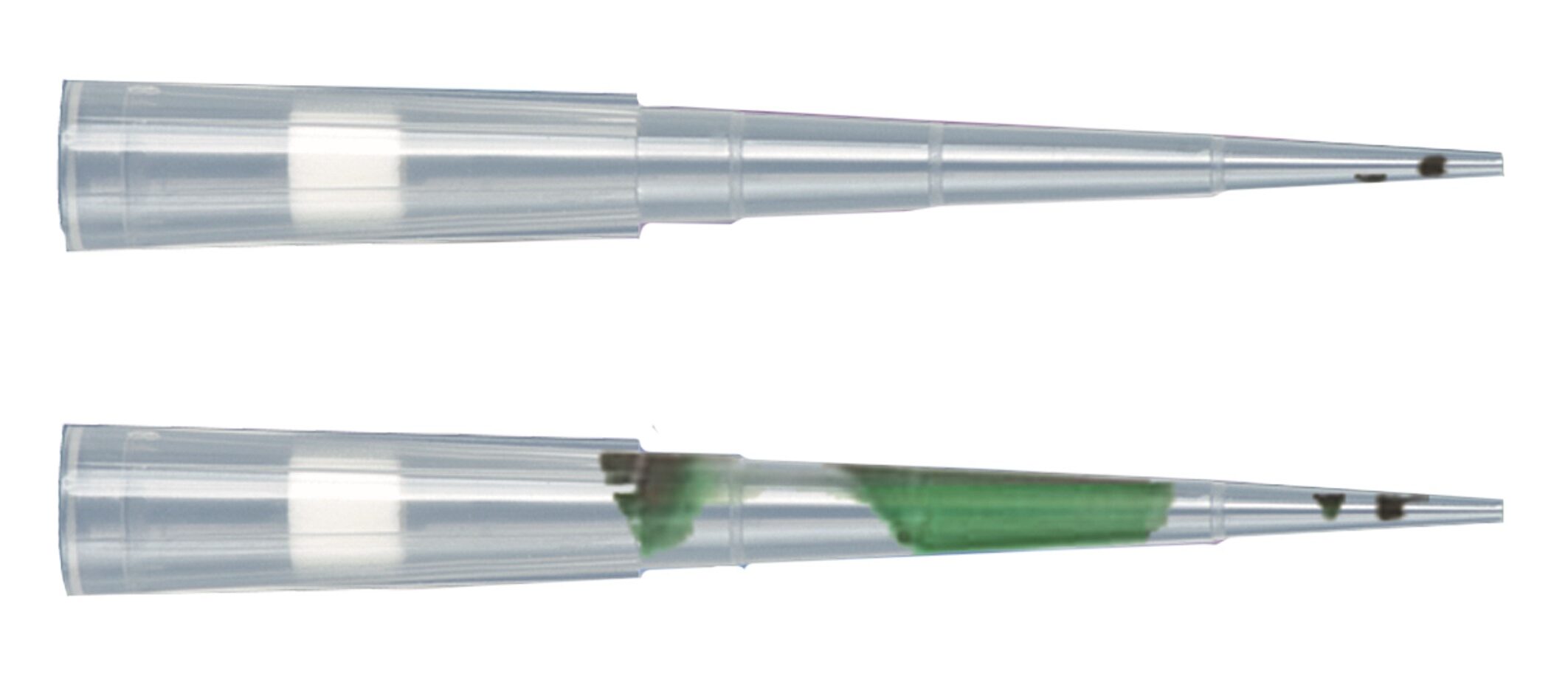 上:ローリテンションチップ下:フィルター付きチップ