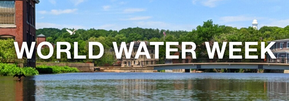 The Ipswich River with World Water Week written across the image.