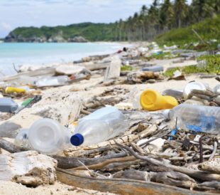 Plastics on a beach