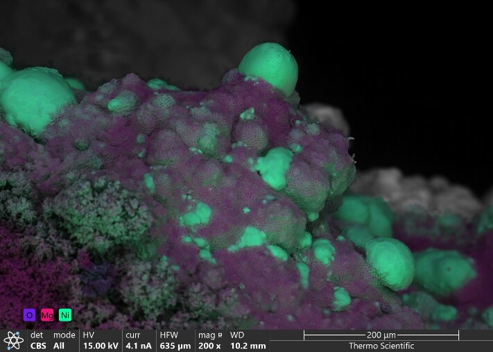 Melted nichrome beads found during failure analysis of a tubular heating element