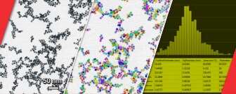 Nanoparticle analysis of precipitates on a microalloyed steel carbon replica sample