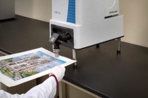 DXR3 Flex Raman Spectrometer using an accessory to directly analyze a printed image
