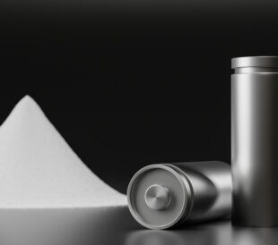 Pile of lithium-rich salt material from deposits for Li-Ion battery manufacturing in EV industry, Lithium hexafluorophosphate extract from rechargeable energy cell in recycling process 3D illustration