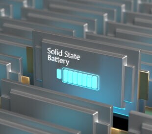 Lithium Solid State Battery for EV Electric Vehicle, new research and development batteries with solid electrolyte energy storage for automotive car industry, cathode
