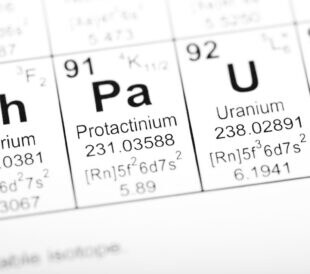 "Periodic table detail for the elements Thorium, Protactinium and Uranium. Image uses an altered public domain periodic table as the source document. Part of a series covering all the elements"