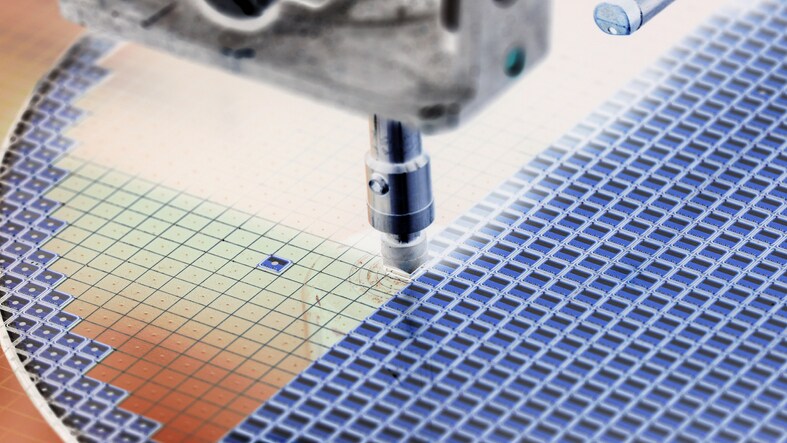 Silicon wafer negative color in machine in semiconductor manufacturing
