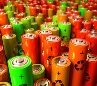 image of battery recycling, renewable energy.