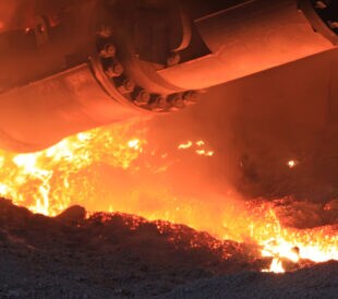 steelmaking furnace in a factory
