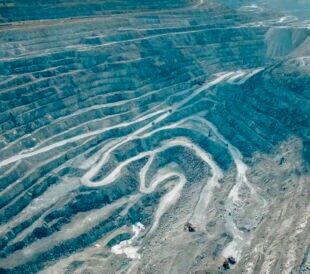 A view from above of a huge asbestos quarry, the mined