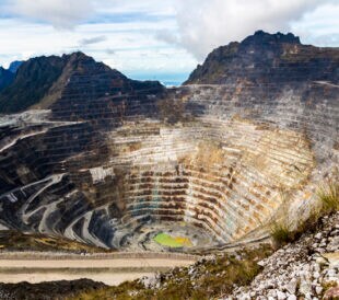 Open pit gold mine on Papua, Indonesia