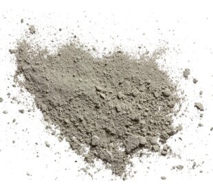 Grady cement powder isolated on white. View from above