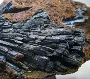 Naturally formed metal shale mine closeup