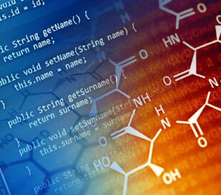 Program code and chemical formula. Image: isak55/Shutterstock.com