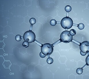 Vector background. Molecules and chemical formulas. Image: Yevhen Tarnavskyi/Shutterstock.com.