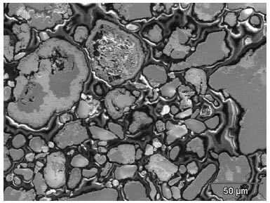 Electron image of Cu-compound raw material Electron image of Cu-compound raw material