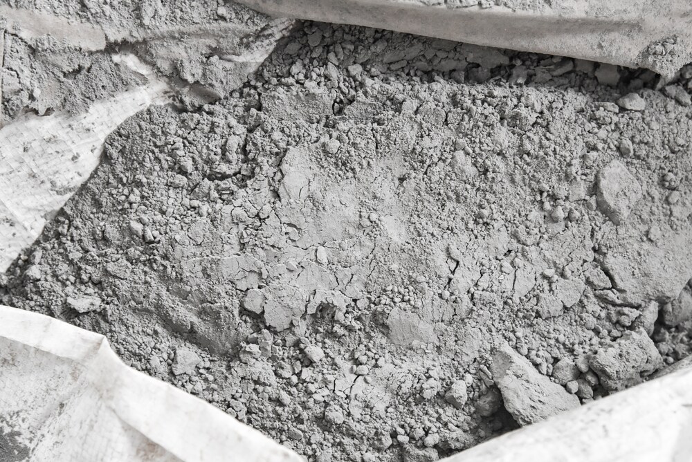 Cement powder in white bag