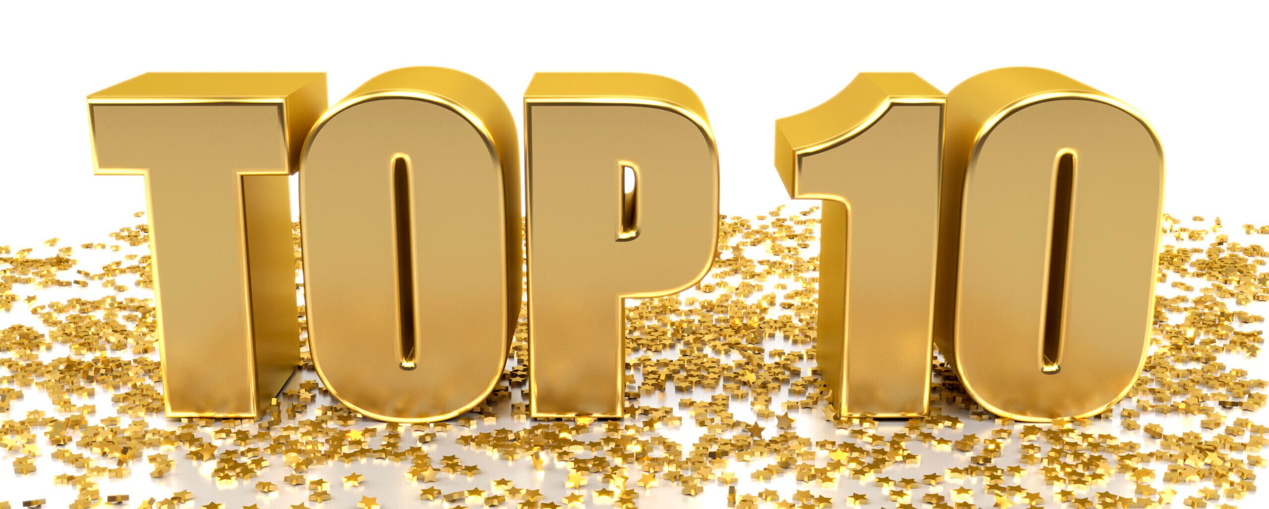 TOP 10 - with stars on white background - High quality 3D Render