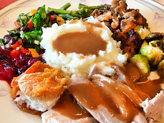 Thanksgiving Dinner Plate with Roast Turkey Dinner