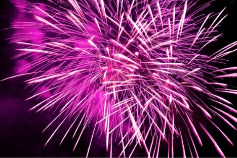Fireworks colored purple by rubidium pyrotechnic salts Fireworks colored purple by rubidium pyrotechnic salts