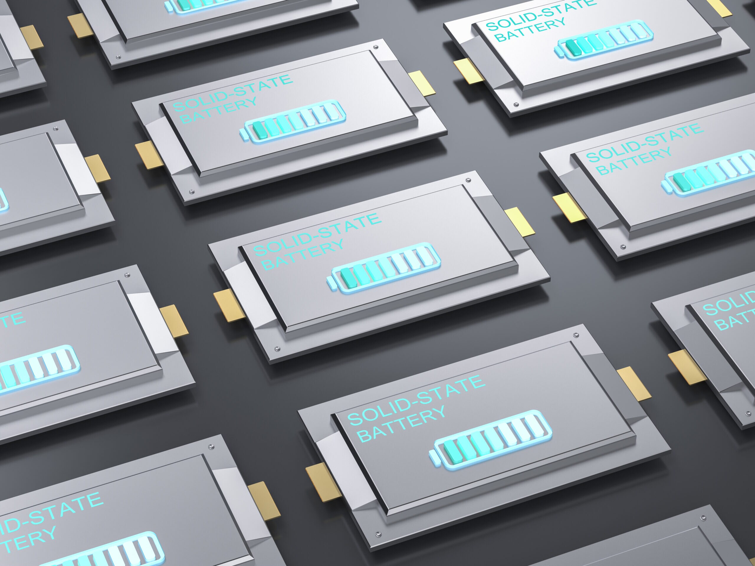 3d rendering group of solid-state or rechargeable batteries