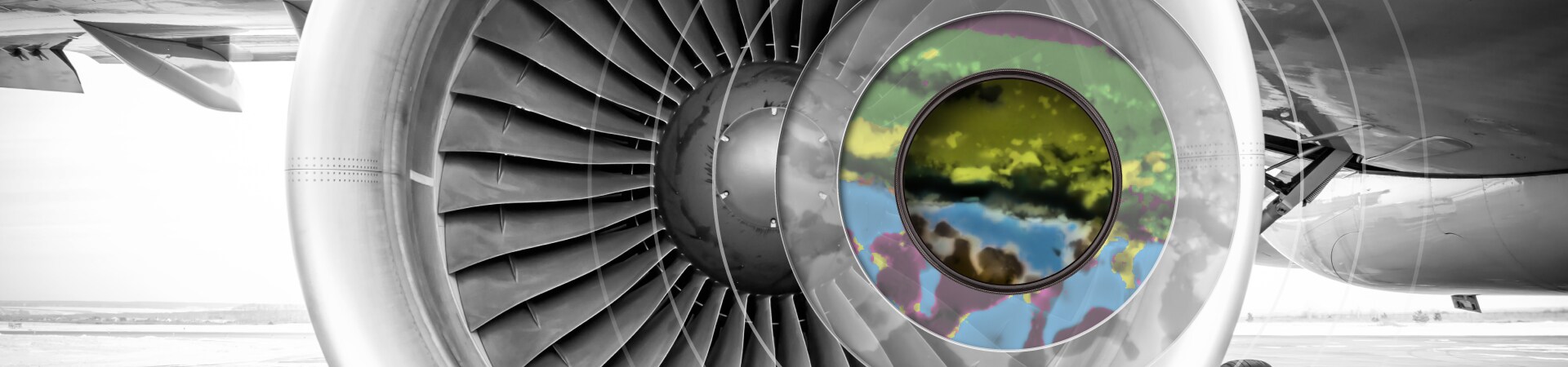 Close-up of aircraft engine