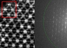Scanning transmission electron microscopy image of a metal organic framework. Extreme low-dose imaging of the metal organic framework (MOF) UiO 66 on the Spectra 300 S/TEM. A probe current of <0.5 pA was used in combination with iDPC and the Panther STEM detection system to image atomic level details in this highly dose-sensitive material with a spatial resolution of 1.4 Å. The image is a single shot with a frame time of 23.5 seconds (Specimen courtesy of Professor Y. Han, King Abdullah University of Science and Technology).